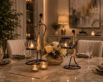 Set of 2 Vintage Black Iron Tea Light Candle Holders with
