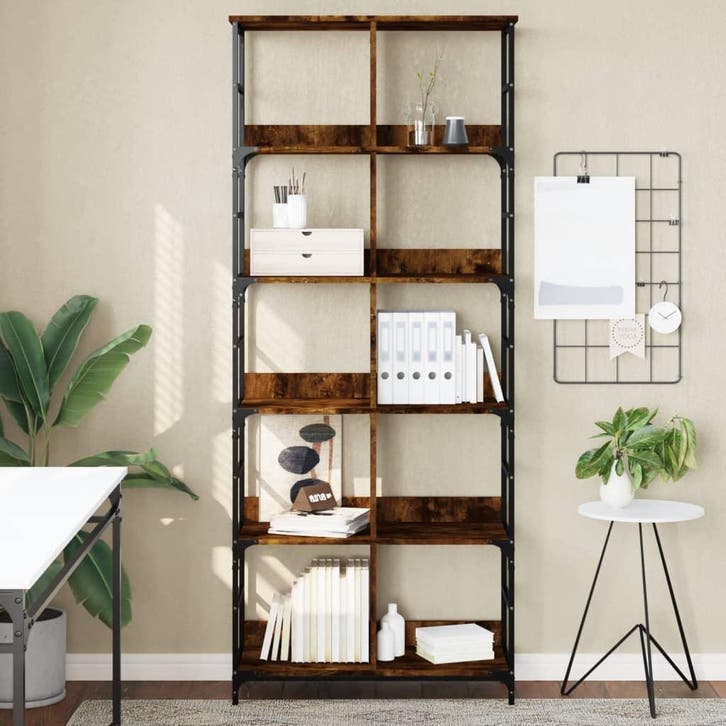 vidaXL Boekenrek 78,5x33x188,5 cm bewerkt hout gerookt, Huis en Inrichting, Kasten | Boekenkasten, Nieuw, Verzenden