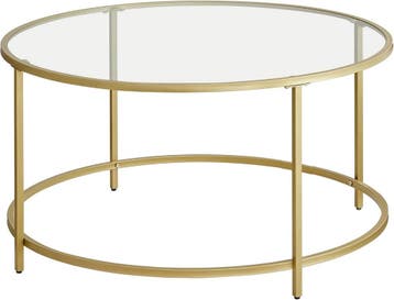 Salontafel - glazen tafel met metalen frame - diameter 84, Verzenden, Nieuw