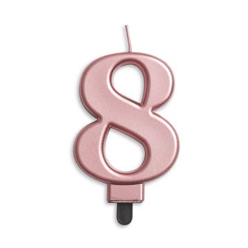 Kaars 8 Jaar Rose Goud Metallic 8cm, Verzenden