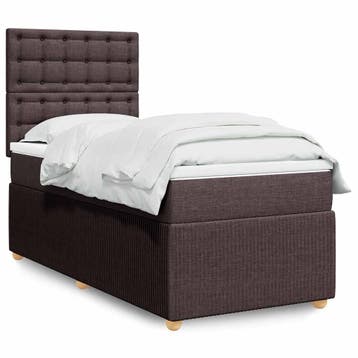 vidaXL Boxspring met matras stof donkerbruin 80x200 cm, Verzenden