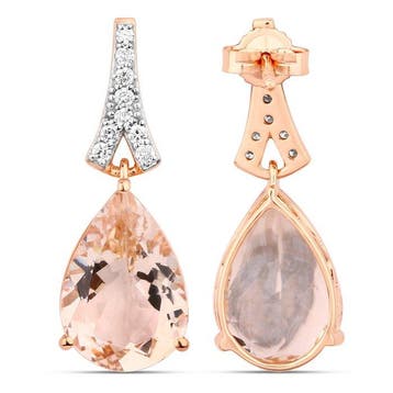 Oorbellen - 14 karaat Roségoud - 7.12ct. tw. Morganiet -, Nieuw