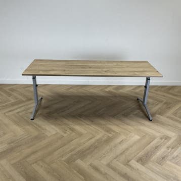 verstelbaar bureau 200x80 cm, natuur eiken - grijs, In hoogte verstelbaar, Gebruikt