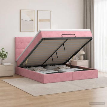 vidaXL Ottoman bed met matras met hoofdeinde Roze 140 x 200, Verzenden, Nieuw