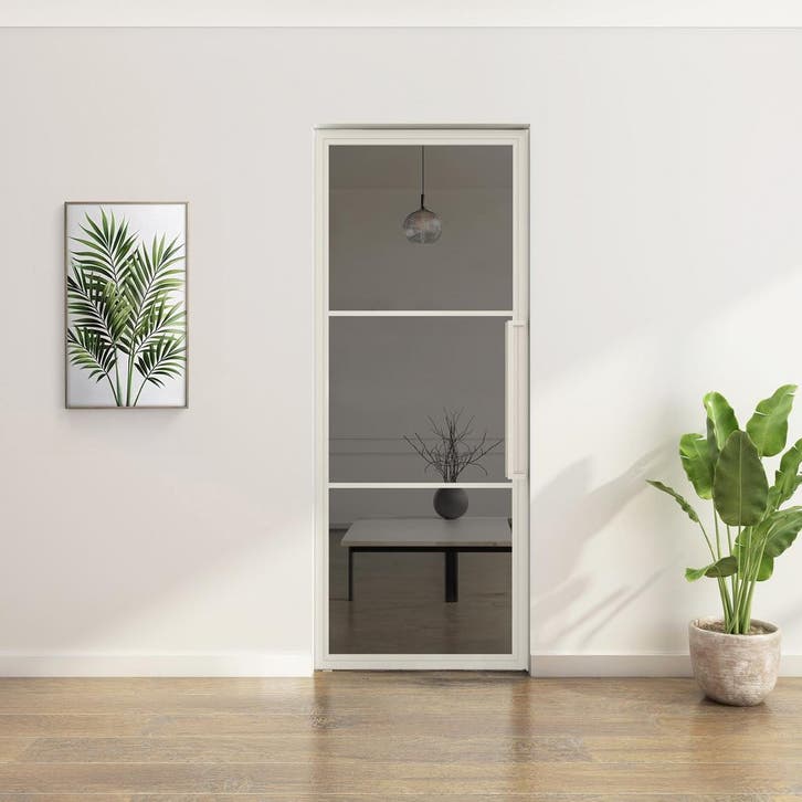 Stalen Taatsdeur - Wit - 3 Vlaks - Rook glas, Doe-het-zelf en Bouw, Deuren en Vliegenramen, Nieuw, Metaal, Overige typen, 200 tot 215 cm