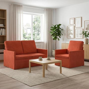 vidaXL bank / zetelstel 2 pcs Rood Oranje Corduroy stof, Huis en Inrichting, Verzenden, Nieuw