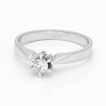 Bague - 14 carats Or blanc Diamant (Naturelle) - Solitair, Bijoux, Sacs & Beauté