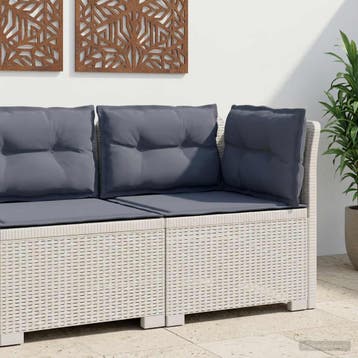 vidaXL Eén-zits Tuin Sofa met Kussens Rieten Look PP Wit, Verzenden, Nieuw