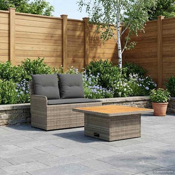 vidaXL Tuin Armleuning Sofa met Opklapbare Tafel 2 Stuk PE, Verzenden, Nieuw
