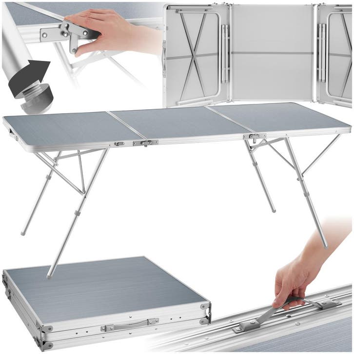 Aluminium klaptafel Jumbo met draaggreep 180x70x70 cm, Caravanes & Camping, Accessoires de camping, Envoi