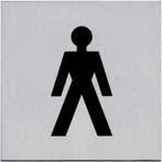 Intersteel Pictogram zelfklevend vierkant 76x76 WC heren rvs, Huis en Inrichting, Nieuw