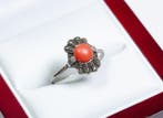 - 935 zilver - natuurlijke koraal - markasiet - Ring, Nieuw