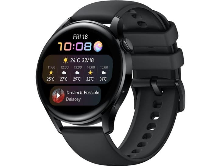 Huawei Watch 3 46 mm zwart op siliconen bandje zwart [wifi +, Bijoux, Sacs & Beauté, Montres connectées, Envoi