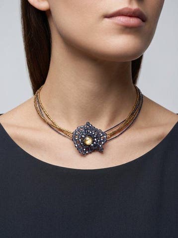 Or 24 carats immergé - Collier ras du cou - en verre de