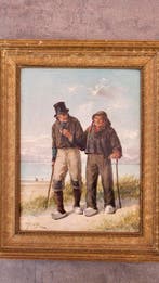 Félix Cogen (1838-1907) - Twee oude vissers op het duin