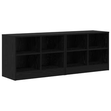 vidaXL Bedkast met plank 2 st Zwart eiken 66 x 33 x 48 cm, Verzenden, Nieuw