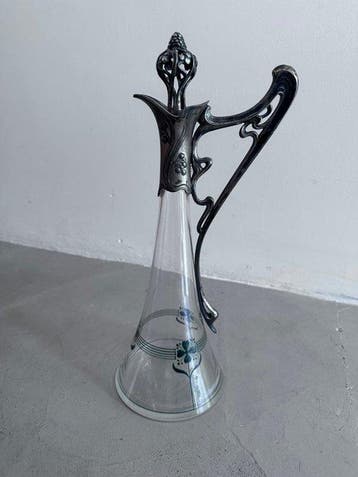 WMF - Karaf - Glas, Tin, Verzilverd - Jugendstil schenkkan