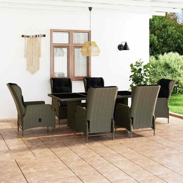 vidaXL 7-delige Tuinset met kussens poly rattan bruin, Verzenden, Nieuw, Tuinset
