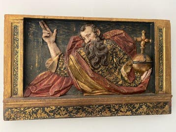 Antiek Altaarstuk - Polychroom hout - 16th century -