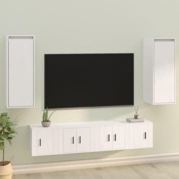 vidaXL Wandkasten 2 st 30x30x80 cm massief grenenhout wit, Verzenden, Nieuw