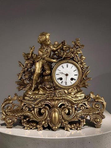 Figurale pendule - Zinklegering, Messing - 1850-1900