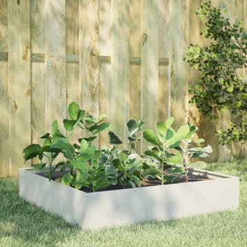 vidaXL Plantenbak verhoogd 100x100x33,5 cm staal wit, Tuin en Terras, Verzenden, Nieuw