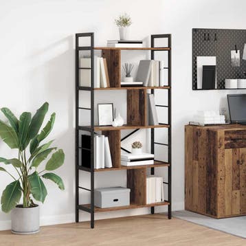 vidaXL Boekenplank 9-laags 75 x 30 x 156 cm Bewerkt hout Oud, Verzenden, Nieuw