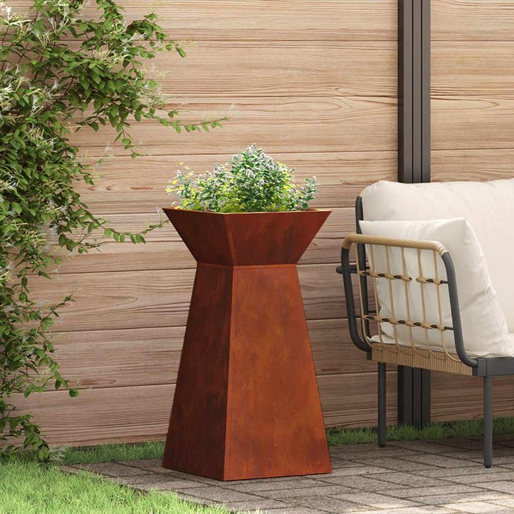 vidaXL Pilarenbak Zilver 35 x 35 x 73 cm Cortenstaal, Tuin en Terras, Bloempotten, Nieuw, Verzenden