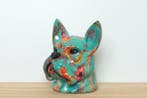 Sculpture, Fraaie - flower power design - Bulldog - 200 mm -