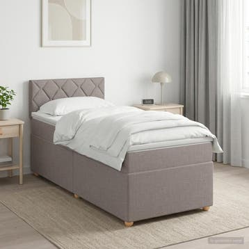 vidaXL Boxspringbed met matras met hoofdeinde Taupe 90 x 200, Verzenden