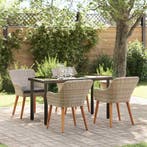 vidaXL Tuin Eettafel Set met kussen 5 pcs Lichtgrijs poly, Verzenden, Nieuw