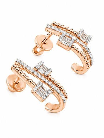 Oorbellen - 14 karaat Roségoud - 0.54ct. tw. Diamant, Nieuw
