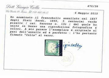 Anciens états italiens - Sardaigne 1855 - Émission IV, 5