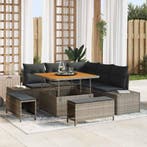 vidaXL Tuinbank Set met kussen met opslag 8 pcs Grijs Poly, Verzenden, Nieuw
