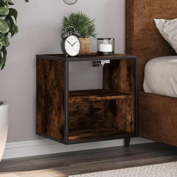 vidaXL Nachtkastjes 2st wandgemonteerd 40x31x39,5cm gerookt, Maison & Meubles, Chambre à coucher | Tables de chevet, Verzenden