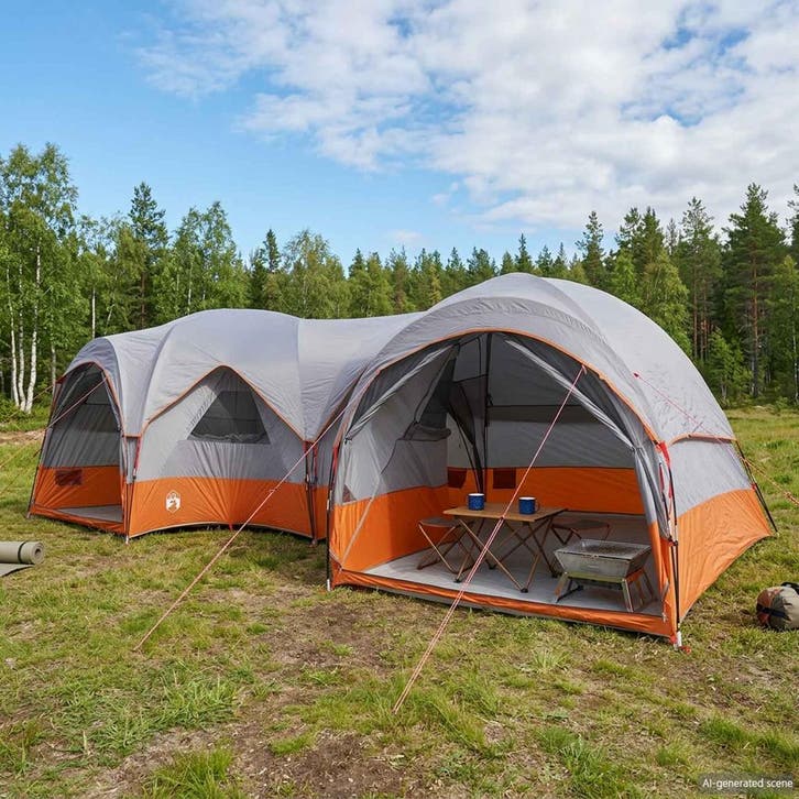 vidaXL Gezinstent met regenhoes waterdicht 5-persoons Grijs, Caravanes & Camping, Tentes, Envoi