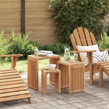 vidaXL Tuin Bijzettafel 3 st Bruin 33 x 44,5 x 51 cm Massief, Jardin & Terrasse, Tables de jardin, Verzenden