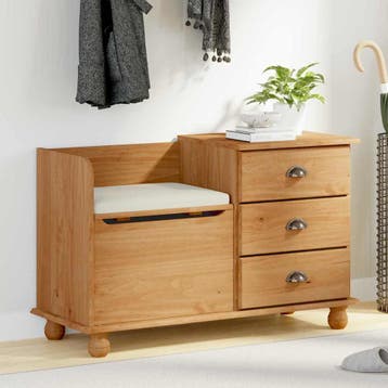 vidaXL Opslagbank ASKIM Bruin 100 x 39 x 62 cm Massief, Verzenden
