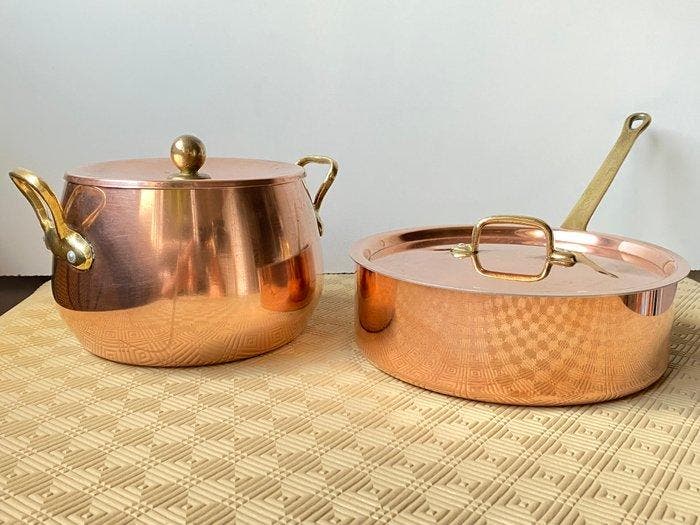 Braadpan (2) - Koper, Messing, Antiquités & Art, Antiquités | Ustensiles de cuisine