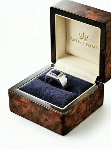 Zonder minimumprijs - Ring Zilver, Natuurlijke saffier -