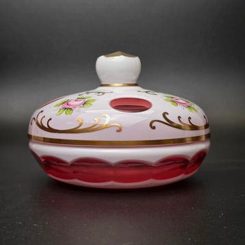 Crystalex - Trinket Box Overlay Glass - Pot - Glas, Antiek en Kunst