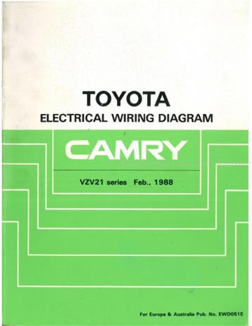 1988 TOYOTA CAMRY ELECTRISCHE SCHEMA WERKPLAATSHANDBOEK