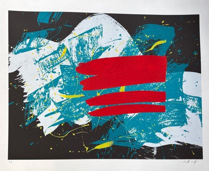 Kazuo Shiraga (1924–2008) (Gutai Master) -  Red Flag, Antiek en Kunst, Antiek | Overige Antiek