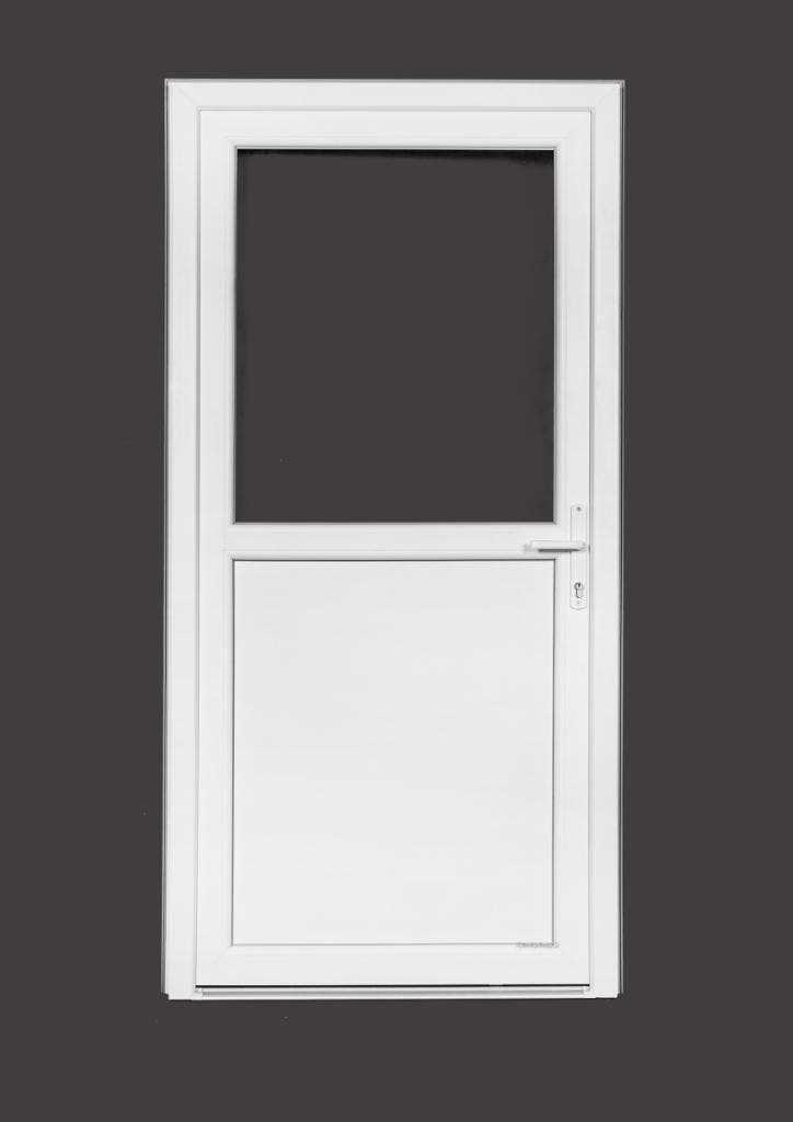 PVC Deur 1/2 glas Basic Plus b102xh206 cm wit, Bricolage & Construction, Fenêtres & Moustiquaires, Enlèvement ou Envoi