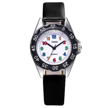 Fako - Kinderhorloge - Regenboog - Ø 32mm - Zwart, Handtassen en Accessoires, Horloges | Kinderen, Verzenden, Nieuw