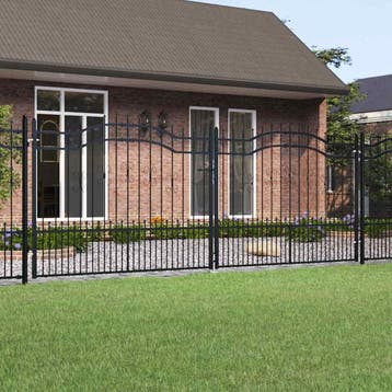 vidaXL Hekpoort KAMPEN met speerpunt zwart 394,5 x 150 cm, Verzenden, Nieuw