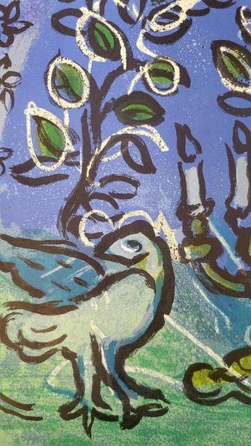 Marc Chagall (1887-1985) - Colombe et chandelier Menorah,