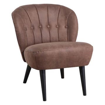 Loungestoel | LETO | Microvezel/Hout | Brown | Zwarte Poten, Verzenden
