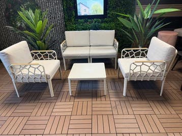 Veiling - Moderne Loungeset 4-Zits  Beige, Tuin en Terras, Tuinsets en Loungesets, Nieuw