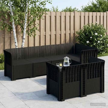 vidaXL 7-Zits Tuinbank Rattan Look PP Antraciet, Verzenden